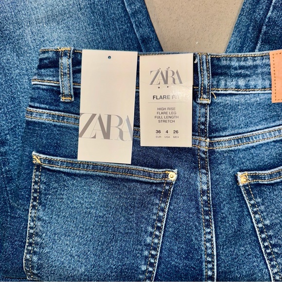 ZARA High Waisted Flare Jeans Size 4 - Picture 8 of 9
